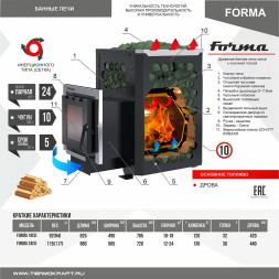 Печь-каменка сетка FORMA 24 (Форма 24) чугунная топка