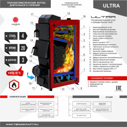 Котел твердотоп полуавтомат ULTRA 16